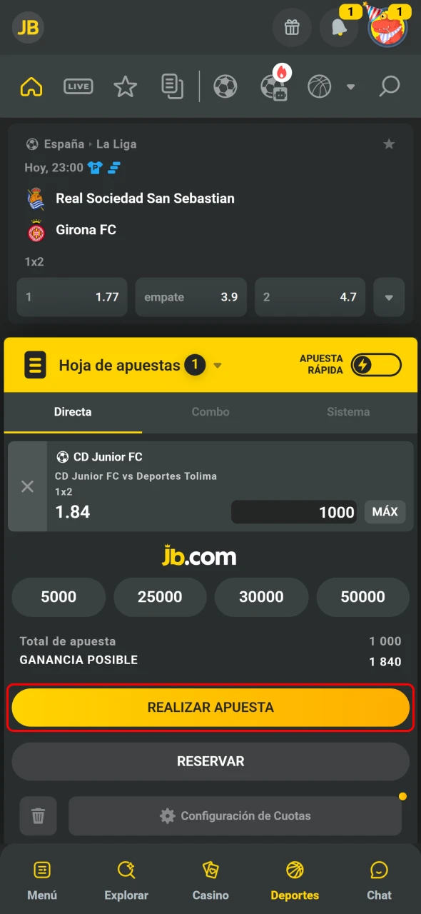 JB en Costa Rica muestra retorno potencial antes de confirmar apuesta.