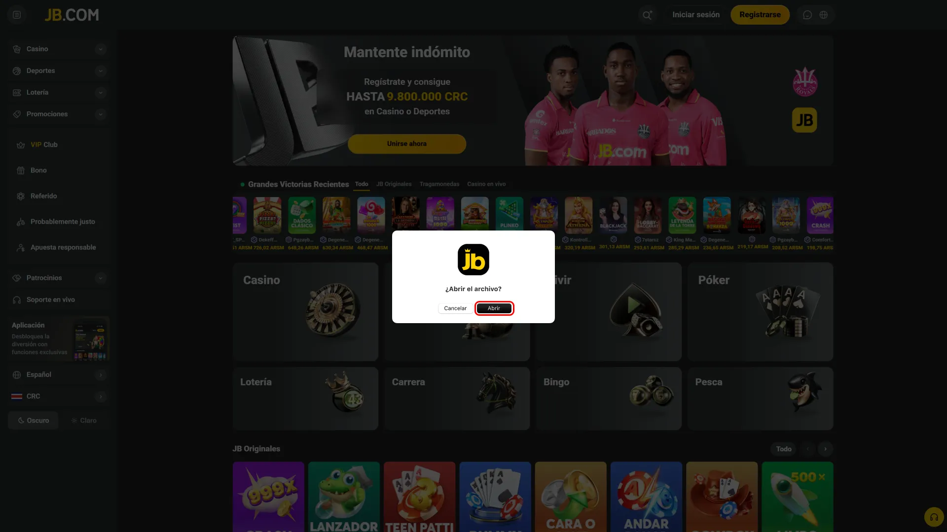 JB en Costa Rica pide abrir el archivo dmg correspondiente.