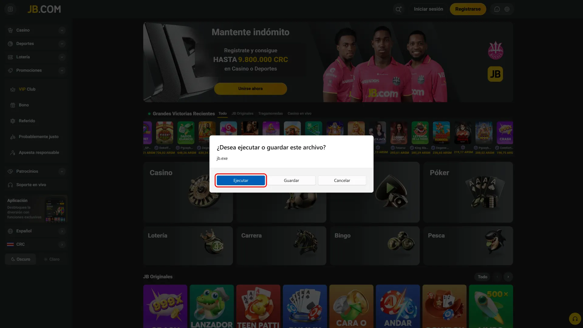 JB en Costa Rica realiza instalación rápida en Windows.
