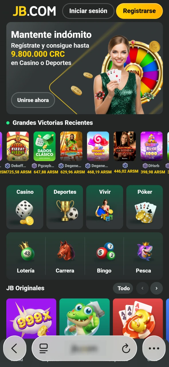 JB pide abrir la página en Safari antes de continuar.