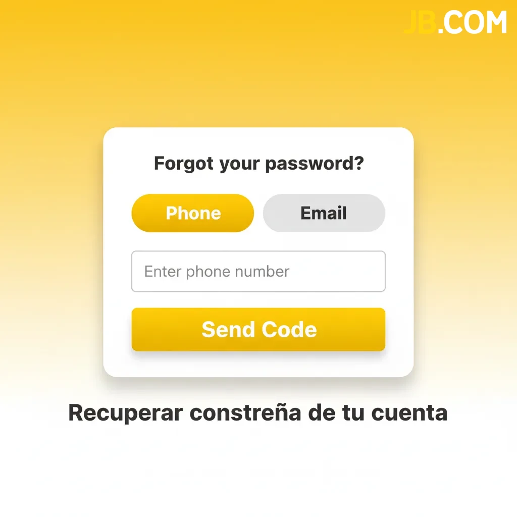 Pantalla para recuperar contraseña: correo o SMS, recibir código o enlace y crear nueva clave.