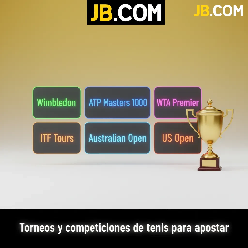 Banner de apuestas de tenis con torneos Grand Slam, ATP/WTA, Copa Davis, Challengers y ITF del calendario anual.