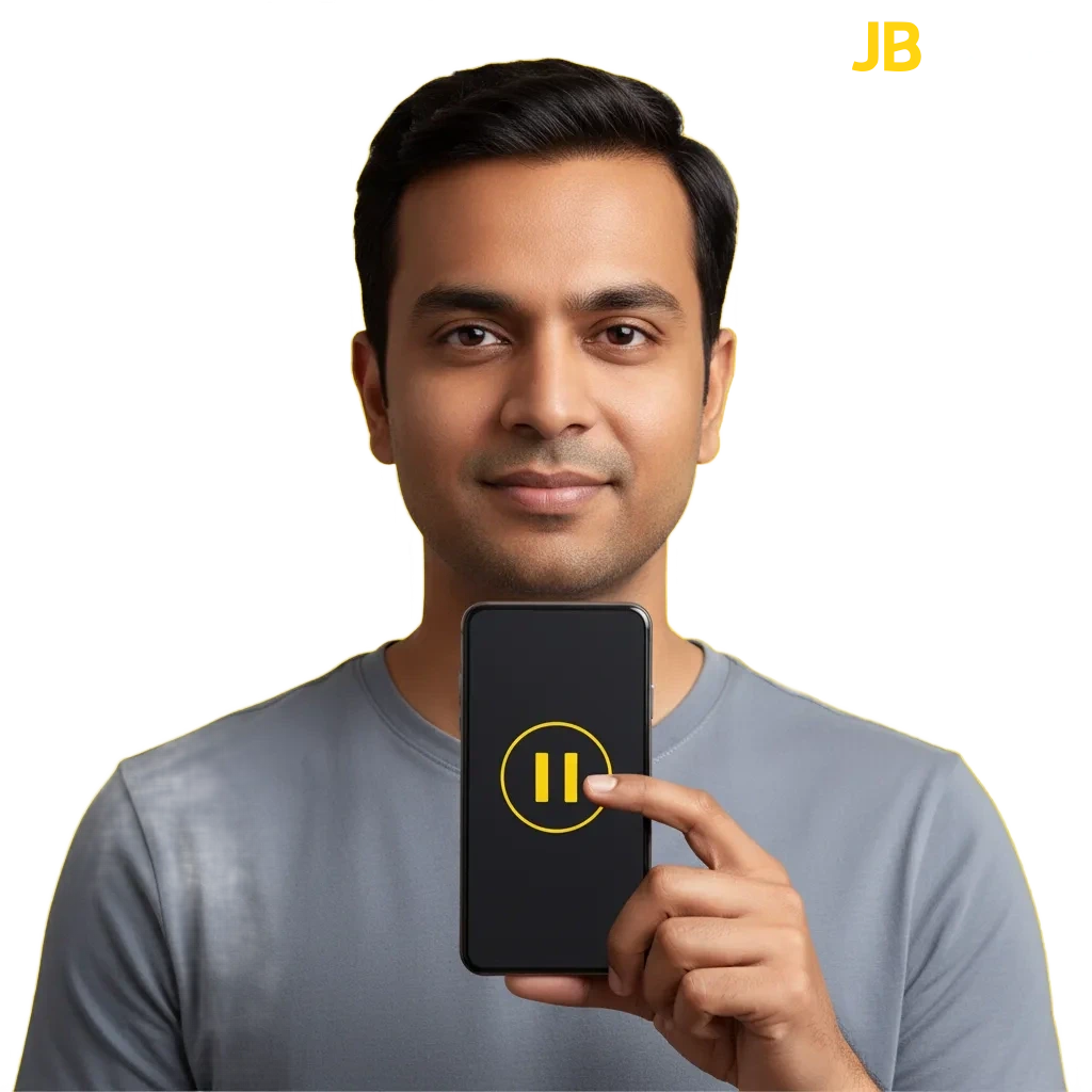 Ilustración de JB sobre juego responsable: seguridad y privacidad en línea; límites, pausas, autoexclusión y soporte.