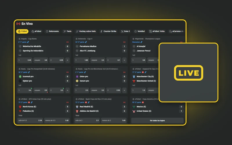 JB en Costa Rica permite apuestas en vivo en tiempo real.
