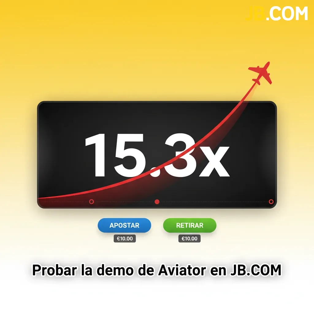 Captura de la demo de Aviator en JB con gráfico del multiplicador, controles de cashout y saldo virtual para practicar.