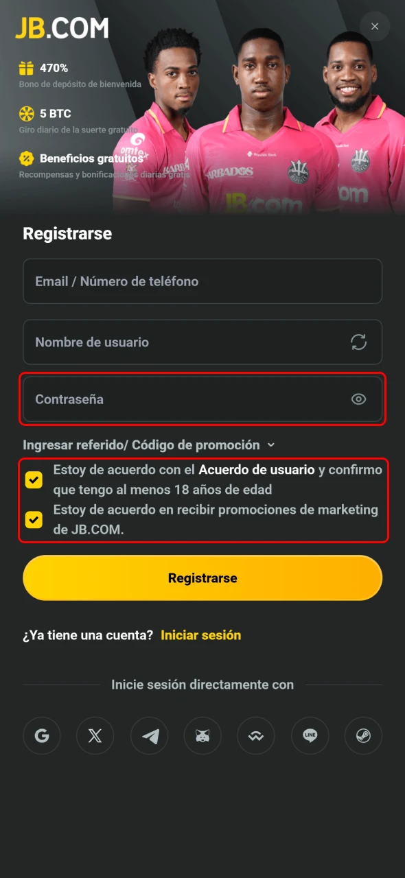 JB refuerza la seguridad durante el registro inicial.